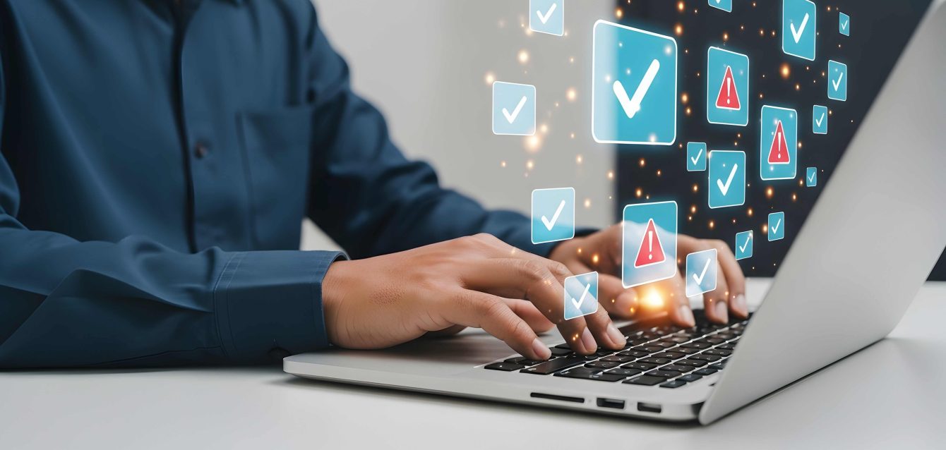 Business professional analyzing application form completion rates and abandonment statistics on digital dashboard